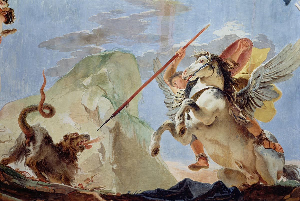 Bellerophon riding Pegasus, slaying the Chimaera (detail) -  community.artauthority.net
